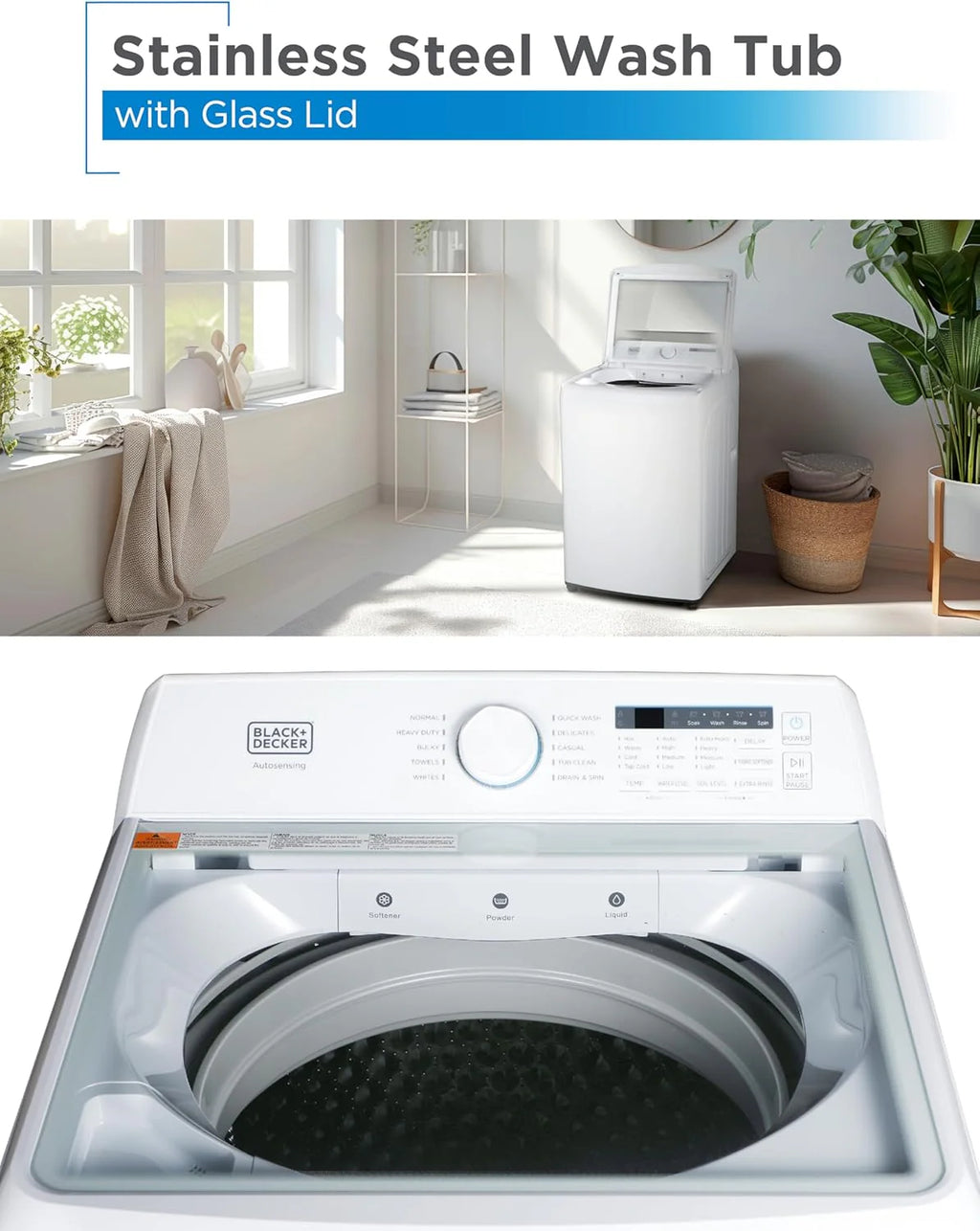 BLACK+DECKER Portable Washing Machine, 0.9 Cu. Ft., 5 Wash Cycles