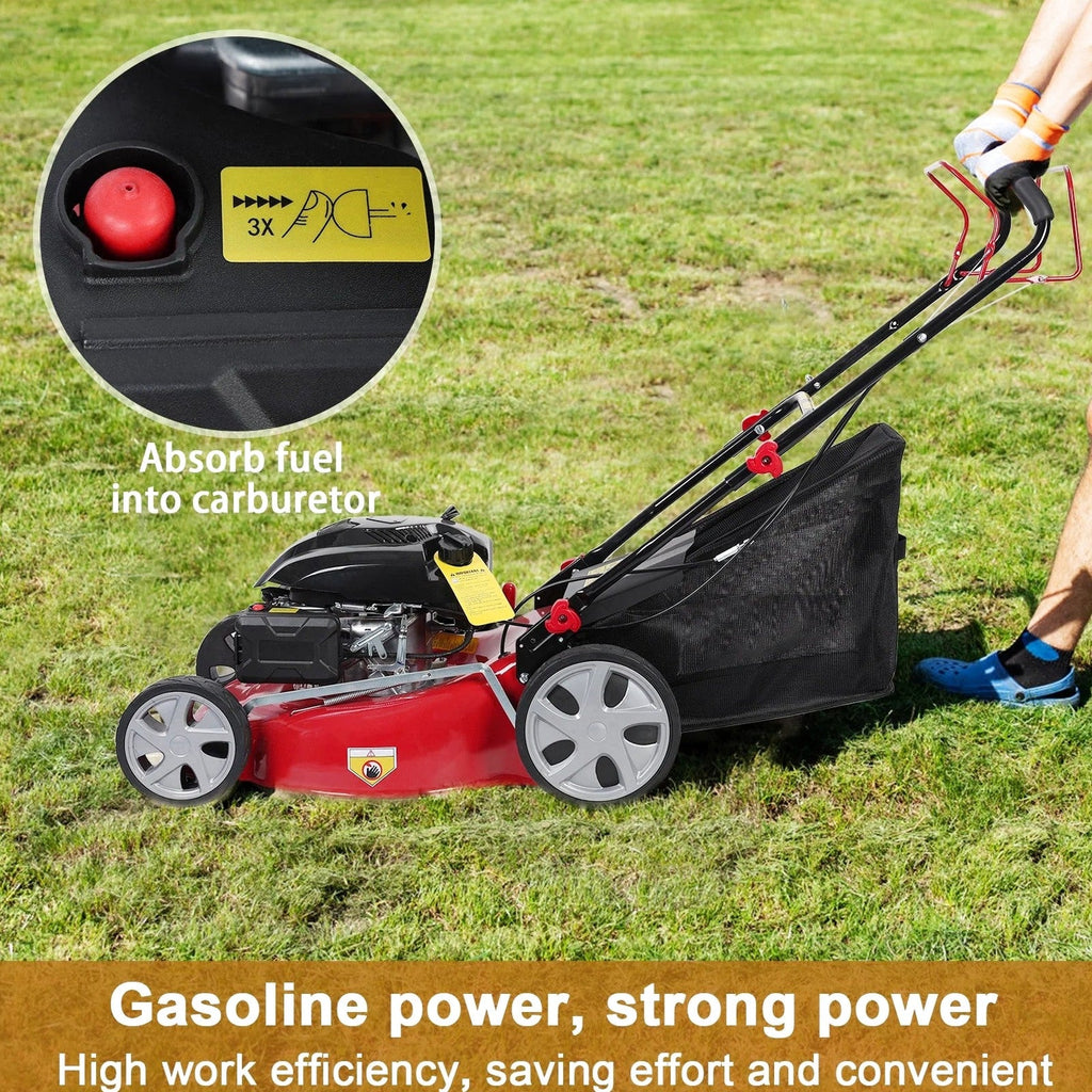 Lawn Mower, Self Propelled Lawn Mower, 141cc Gas Engine Lawn Mower, Push Lawn Mower with 50L Grass Tank, Big Wheels