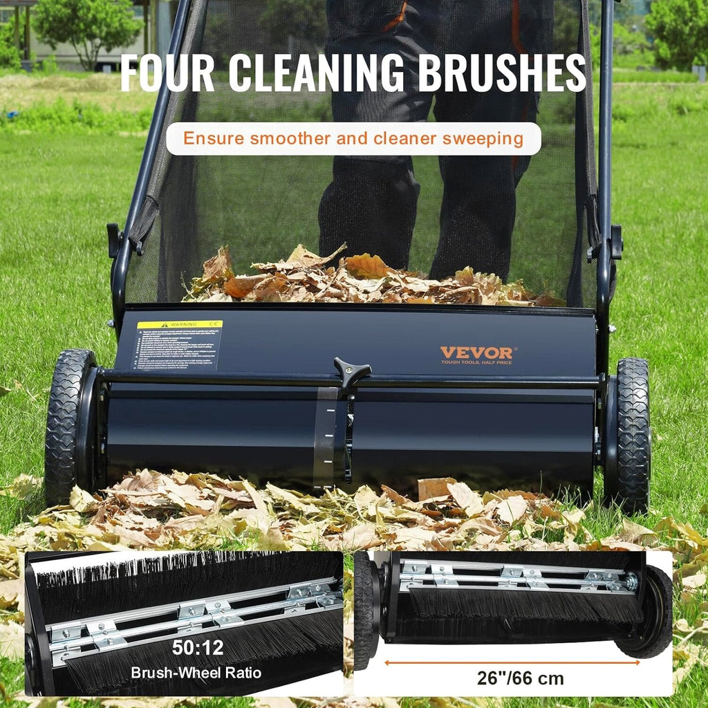 2025 Heavy Duty Steel 26 Inch Collector Push Lawn Sweeper