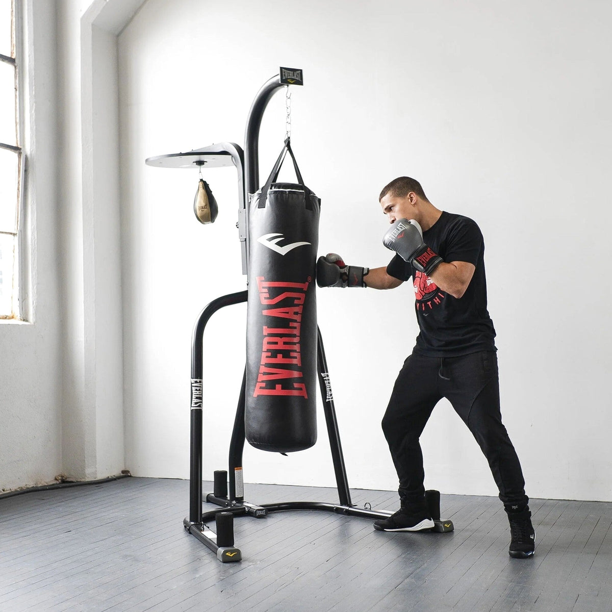 Everlast 2 Station Dual Heavy Duty Powder Coated Steel Heavy and Speed Bag Stand