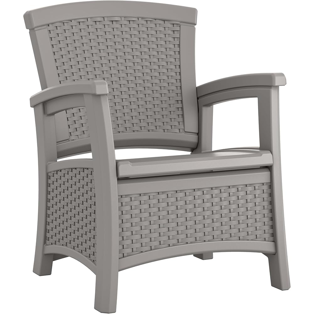 Suncast Elements Outdoor Resin Club Chair With 11-Gal Storage, Gray, 18.75in W x 18.75in D x 18in H
