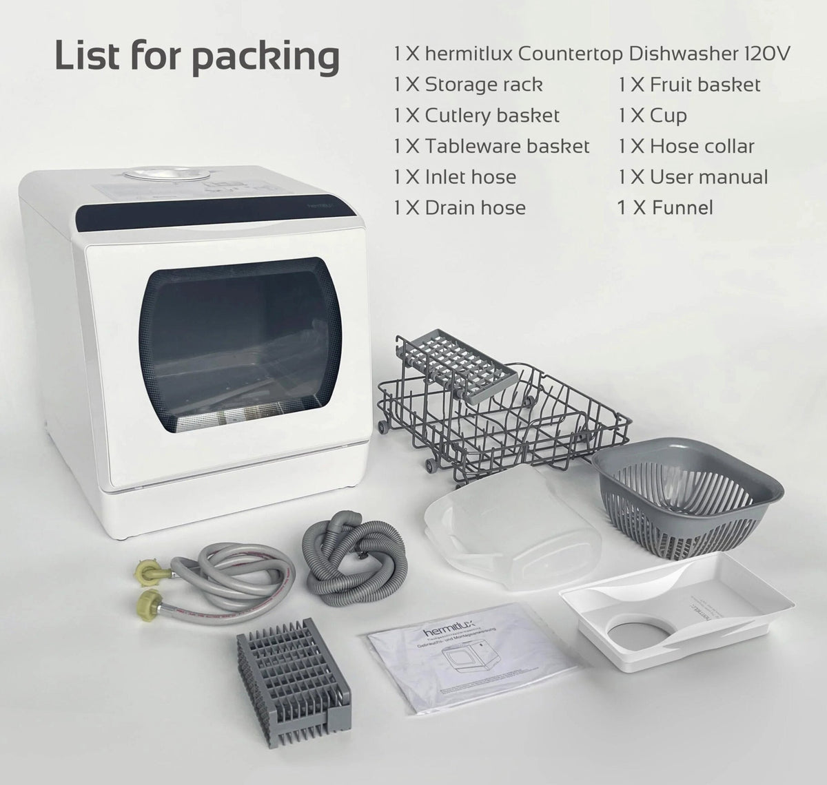 Hermitlux Countertop Dishwasher With 5-Liter Built-in Water Tank
