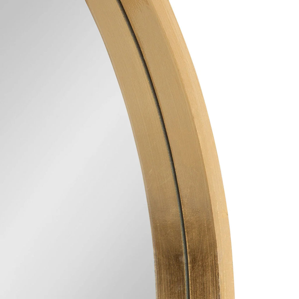 Round Wood Accent Wall Mirror With Modern Decorative Wooden Frame
