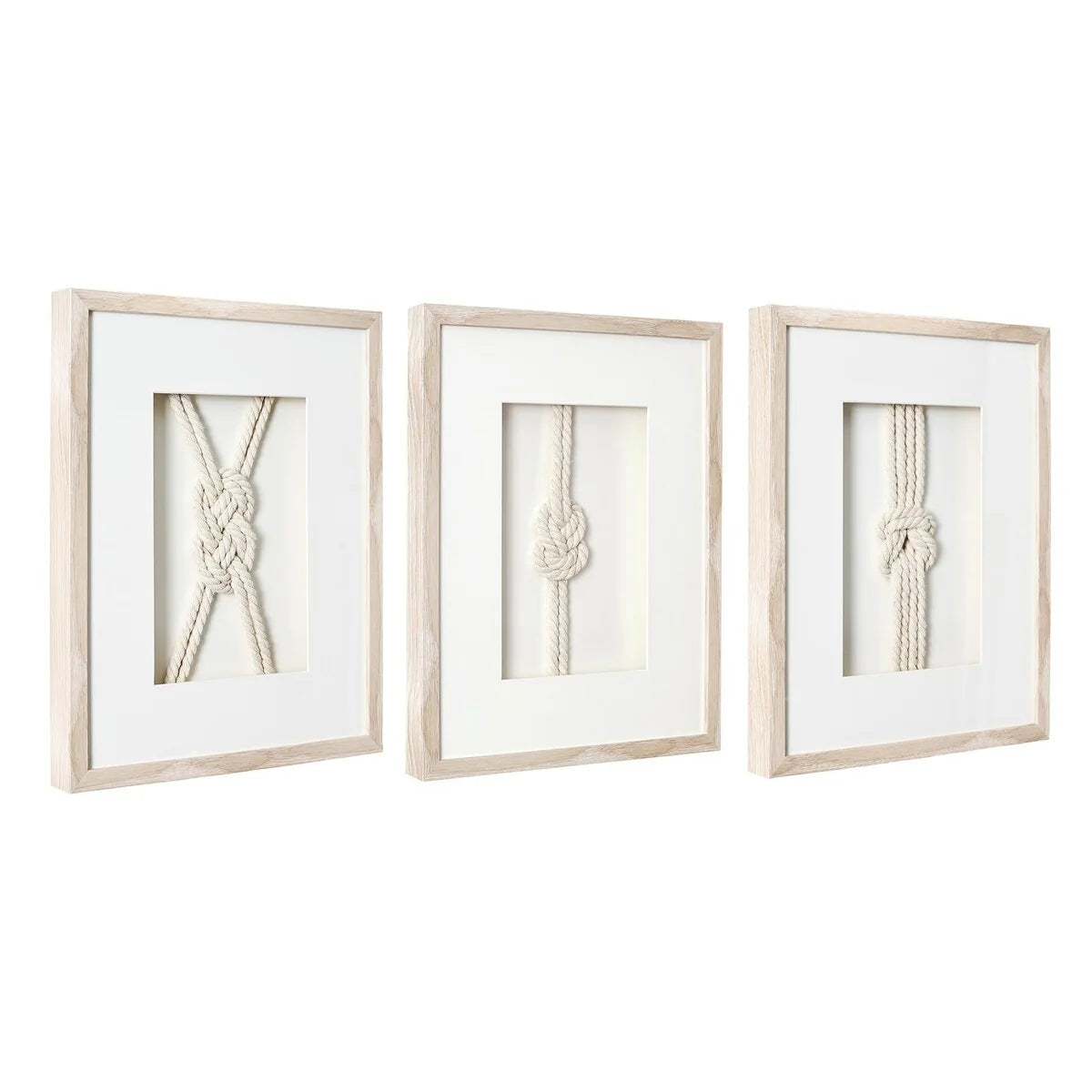 3-Piece Framed Nautical Knots Wall Decor Set, Natural Finish - 14in H x 11in L x 1.25in D