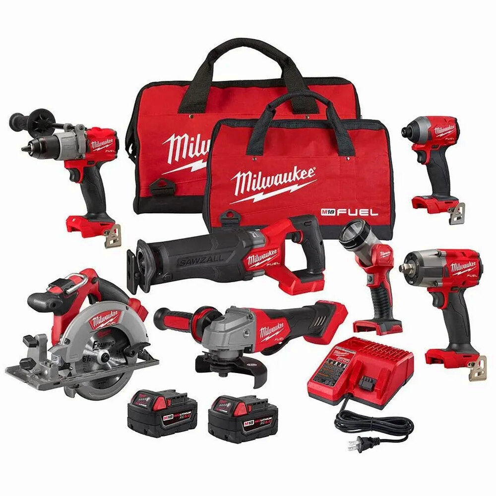 18V M18 FUEL Lithium Ion Brushless Cordless 7 Tool Combo Kit 5.0 Ah