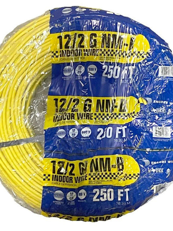 2025 Unbranded* 250-Ft Roll 12-2 AWG NM-B Gauge Indoor Electrical Copper Wire Ground Cable, WHITE (/2)