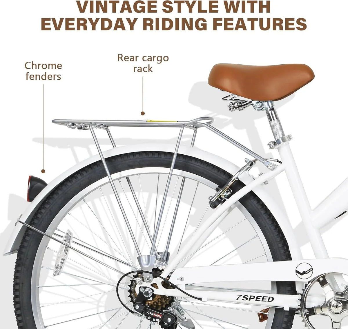 WEIZE 26 Inch 7-Speed High-Carbon Steel Beach Cruiser Bike
