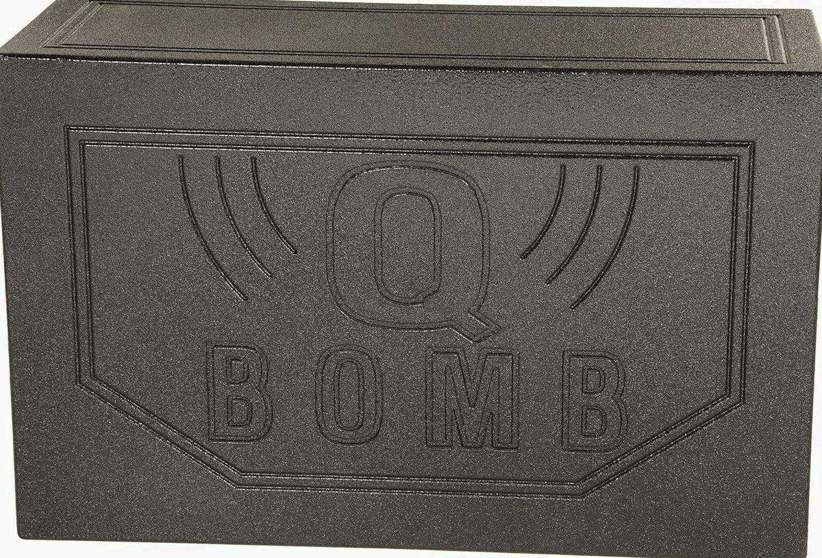 QPower QBOMB12VL Dual 12′′ Vented Subwoofer Box – Durable MDF, Black Rhino Liner Finish