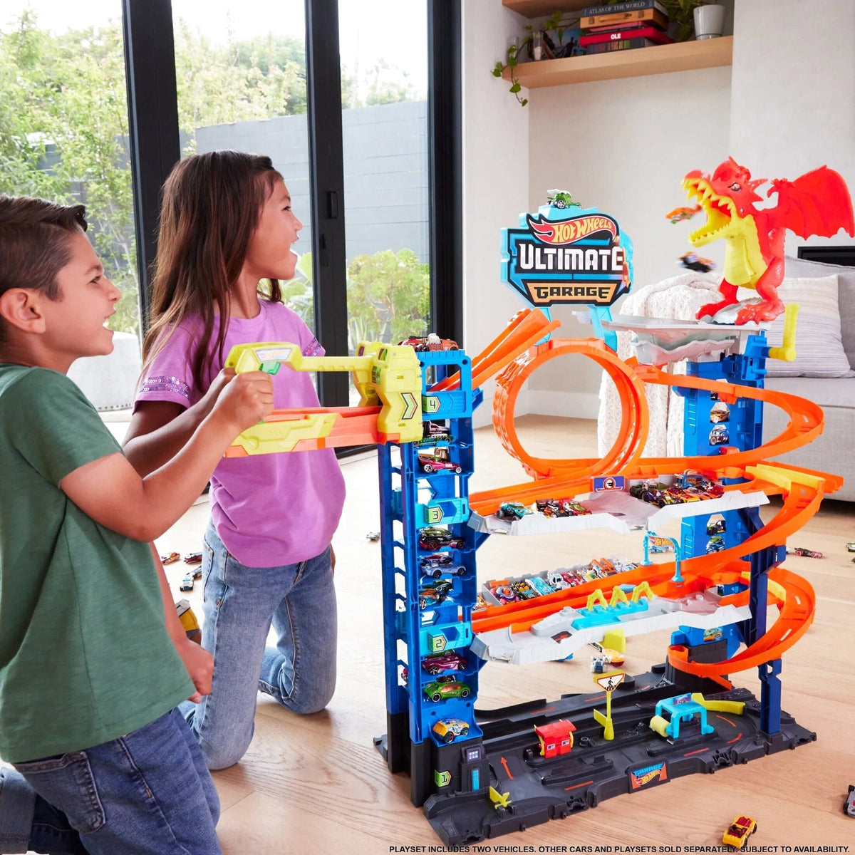 Hot Wheels City Ultimate Garage Playset with 2 Die-Cast Cars, Storage for 50+ Cars Child Age 4-8