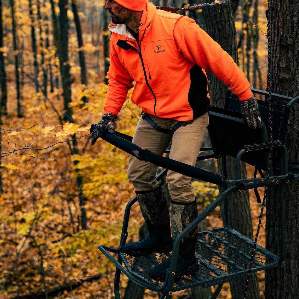 Jumbo Jack Ladder Stand With Adjustable Shooting Rail, 26 in x 31 in Platform, Mesh Seat