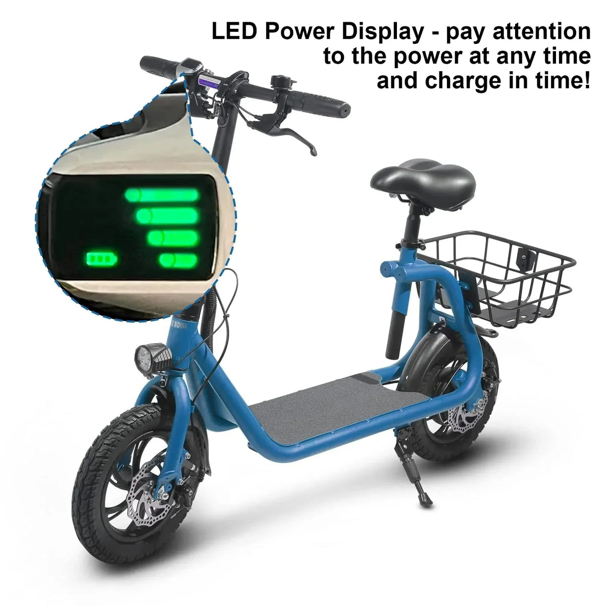 SEHOMY Electric Scooter With Seat, 450W 8.0Ah Battery, 20-Mile Range, 15.5 Mph