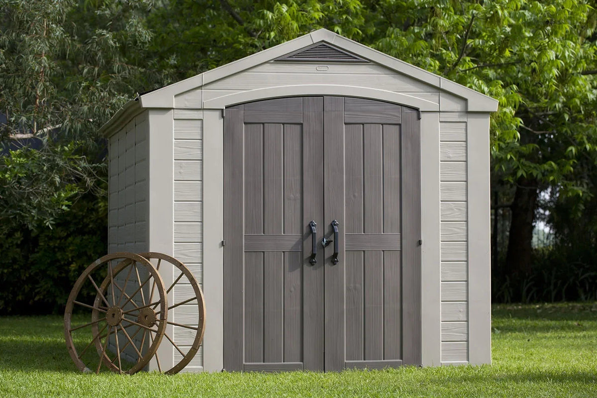 Keter Resin Outdoor Storage Shed, 8 x 11 Foot, 550 Cu. Ft., Taupe