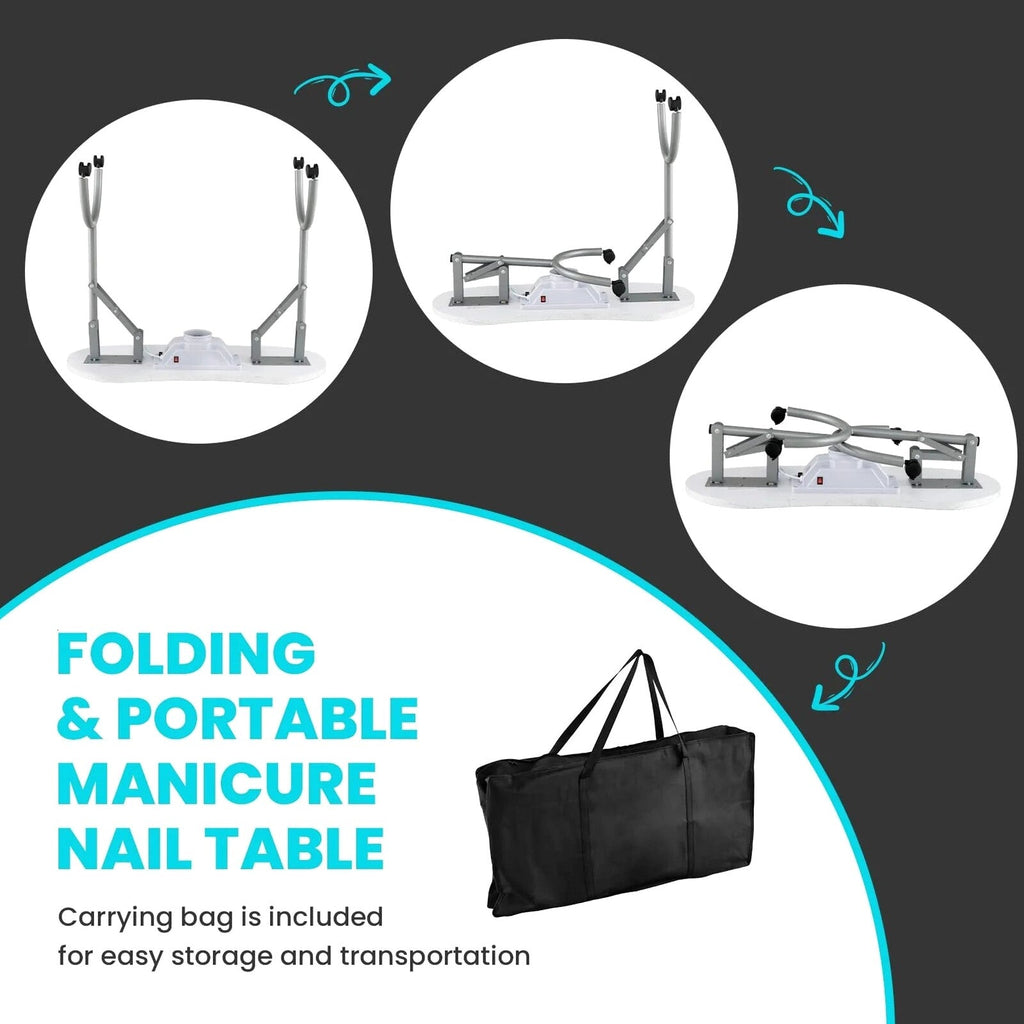 LDAILY Portable Nail Table with Electric Dust Collector