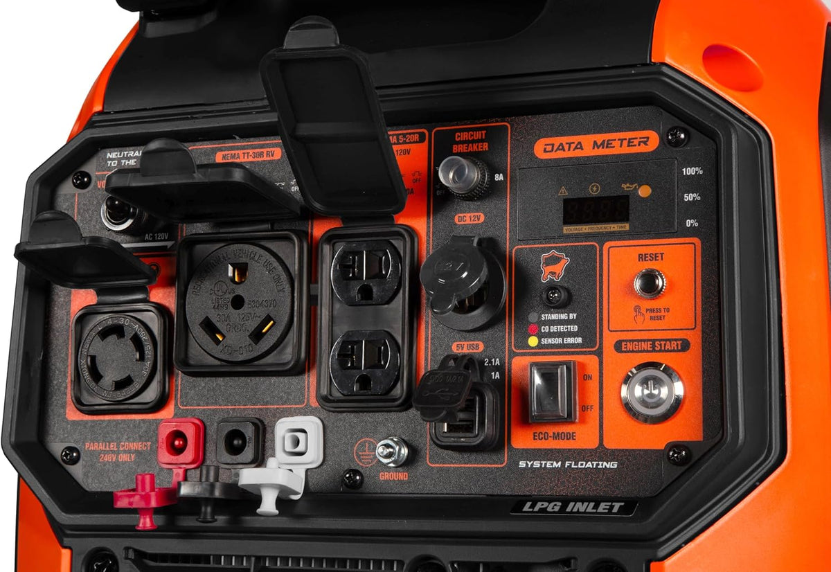 6800W Dual Fuel Inverter Generator, RV-Ready With CO Watchdog