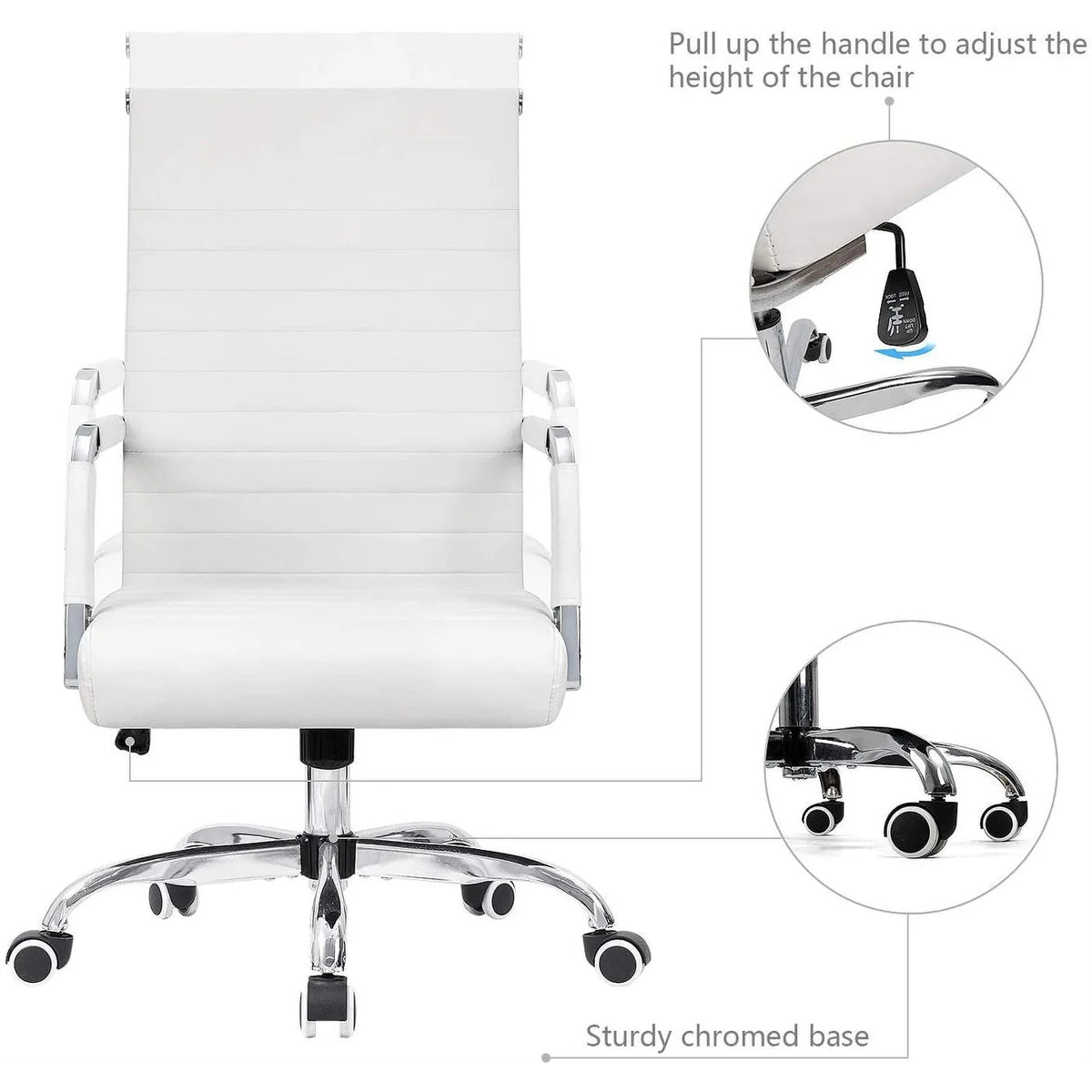 Ergonomic High-Back Office Chair With PU Leather Upholstery And 360-Degree Swivel