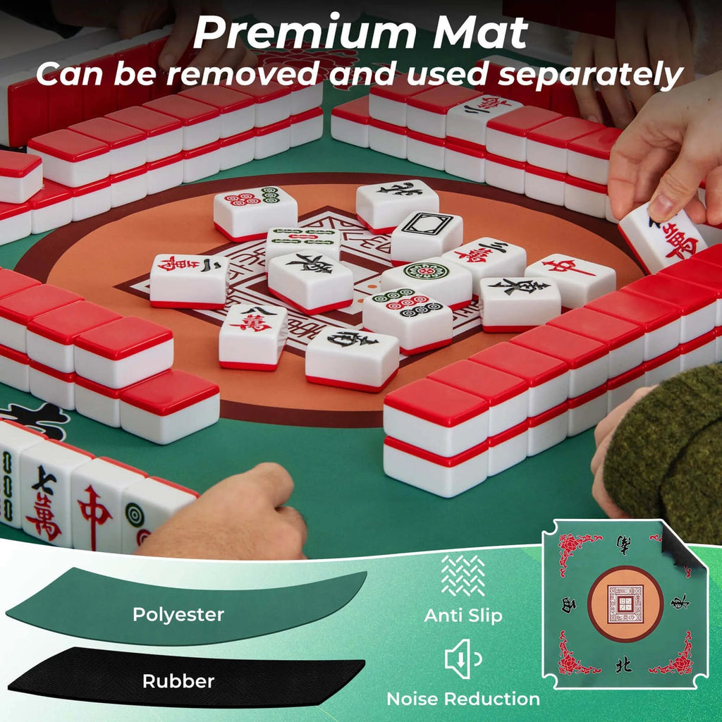 Costway Folding Mahjong Table With Cup Holders, Felt Mat And Carrying Handle - 35in x 35in x 29in