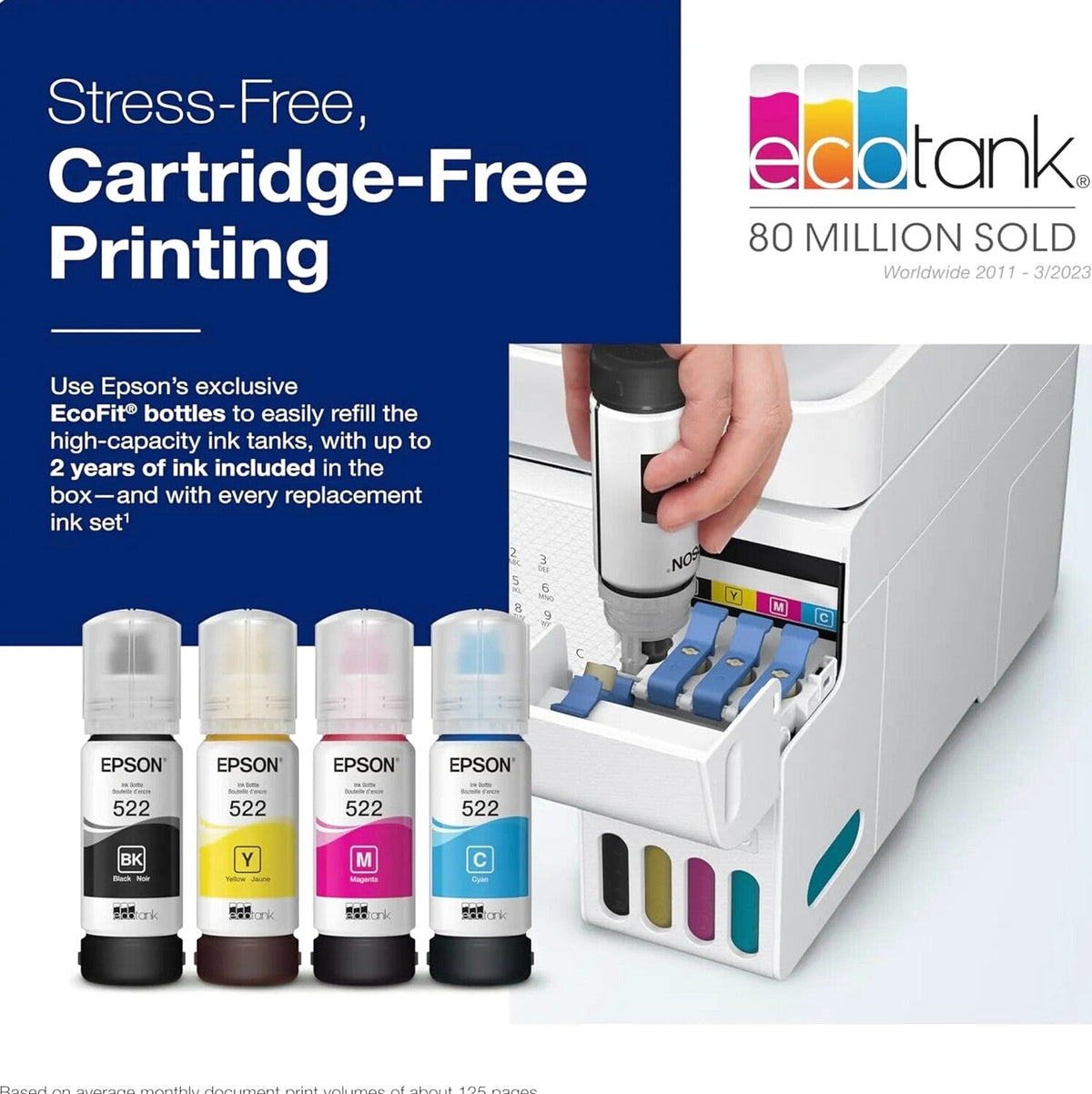 Epson EcoTank ET-4800 Wireless All-in-One Inkjet Printer, White – Cartridge-Free, Scanner, Copier, Fax, ADF, Ethernet, Home Office