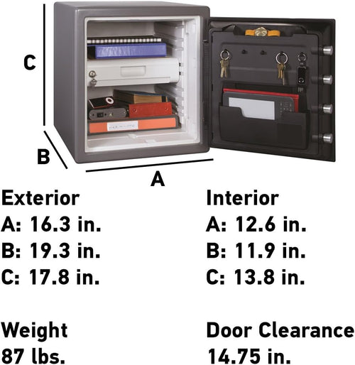 1.23 Cu Ft Waterproof And Fireproof Digital Safe Box - Alloy Steel
