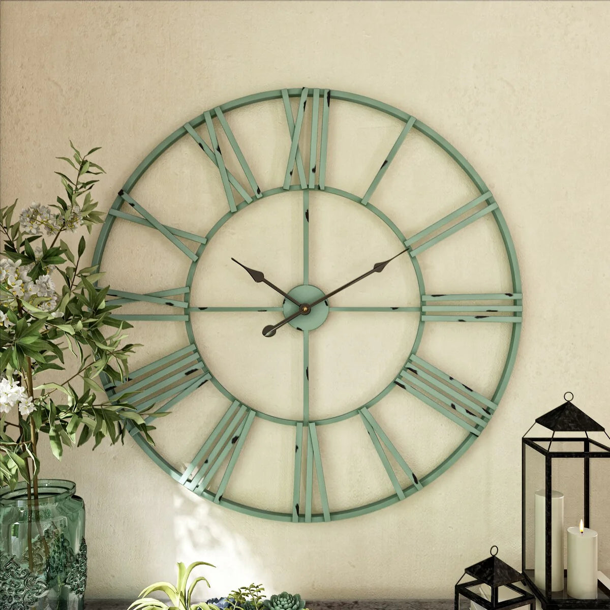 Round Metal Open-Frame Wall Clock
