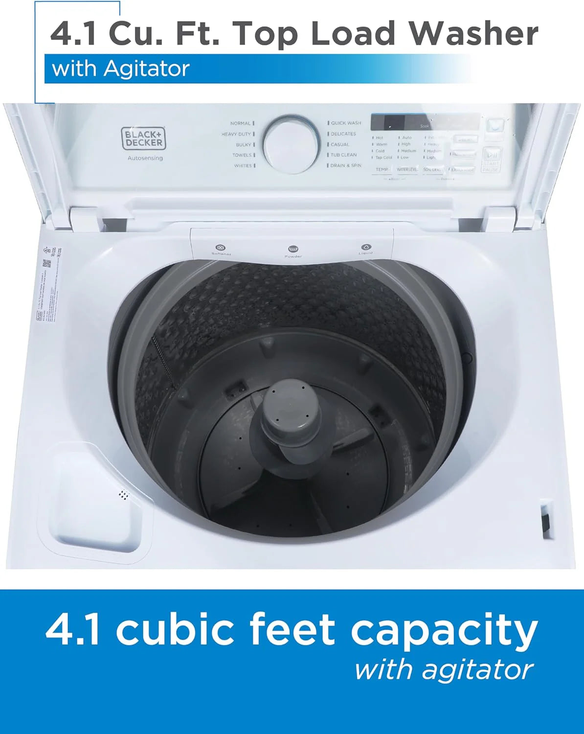 BLACK+DECKER Portable Washing Machine, 0.9 Cu. Ft., 5 Wash Cycles