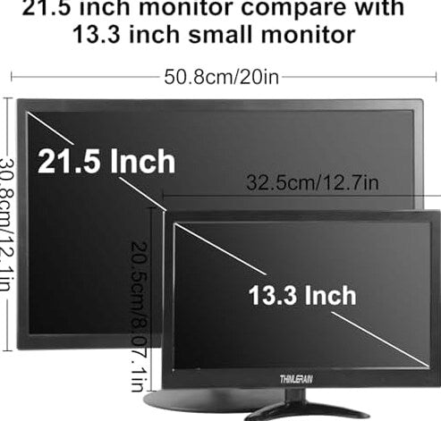 13.3 inch Small PC Monitor 1366x768 Mini LED Monitor with HDMI VGA AV BNC USB Intput, for Fire Stick Computer Xbox Ras pi, Built-in Speaker