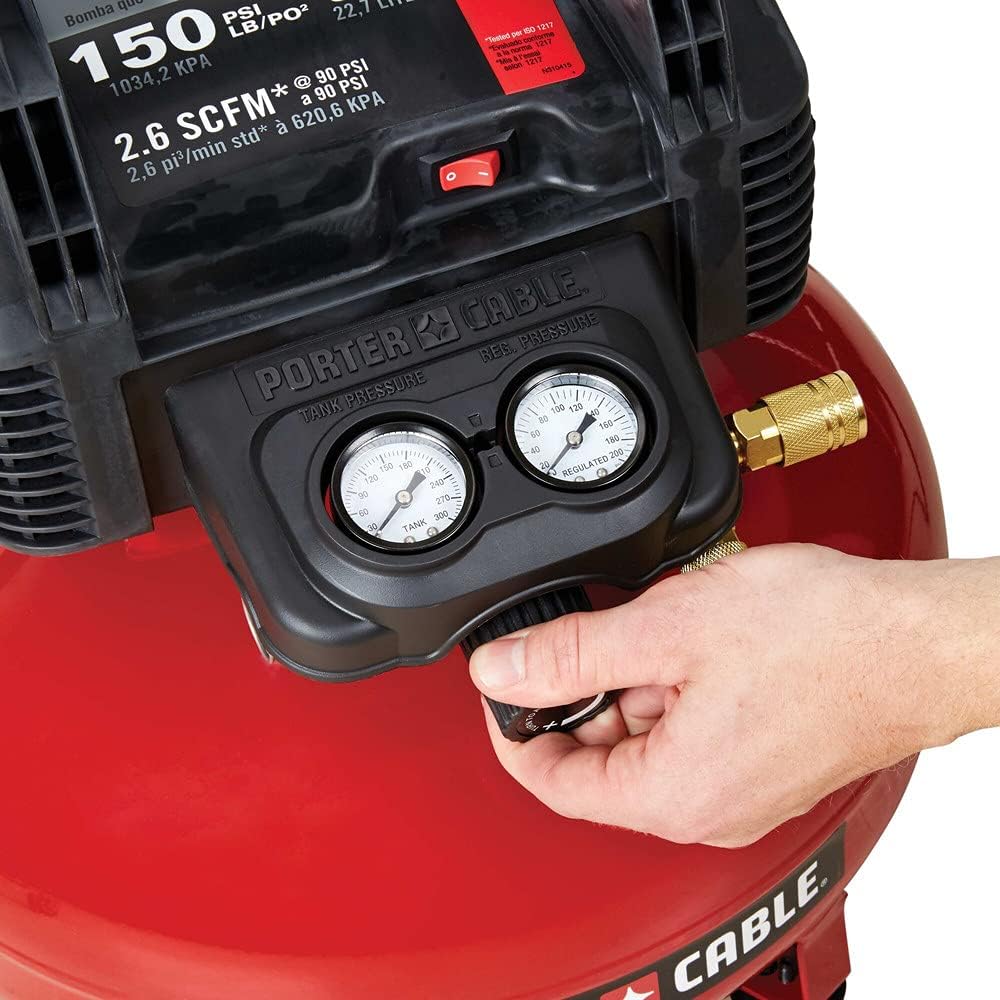 6 Gallon Oil-Free Pancake Air Compressor, 150 PSI, 2.6 SCFM at 90 PSI