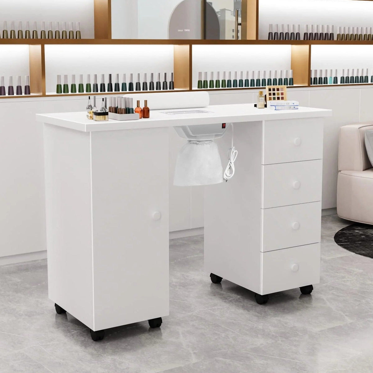 OmySalon Manicure Table Nail Desk w/Electric Downdraft Vent