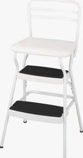 COSCO Stylaire Retro Chair + Step Stool with flip-up seat (white, one pack)