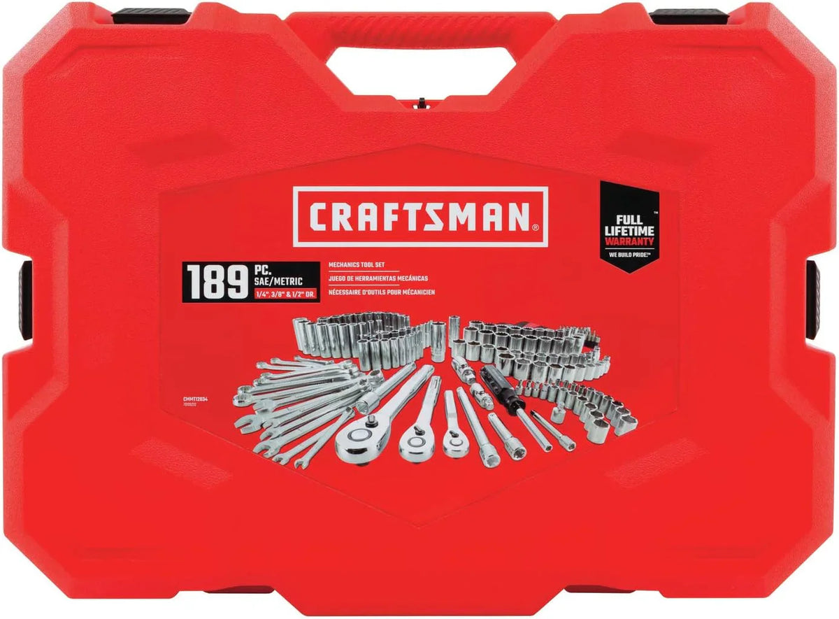 CRAFTSMAN Mechanics Tool Set, 1/4 and 3/8 Inch Drive, 189 Piece - CMMT12134