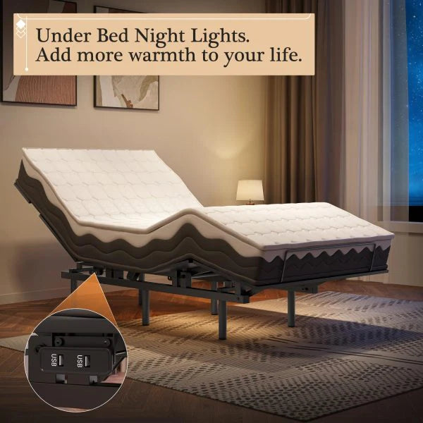 Twin Adjustable Bed Frame With Wireless Remote, 75L x 39W x 18.89H - Black