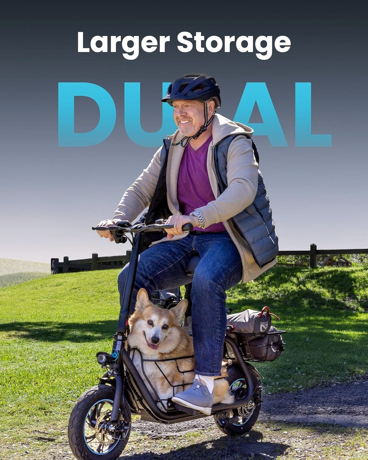 Gyroor Electric Scooter with Basket &amp; Seat, 550W, 20 Mile Range
