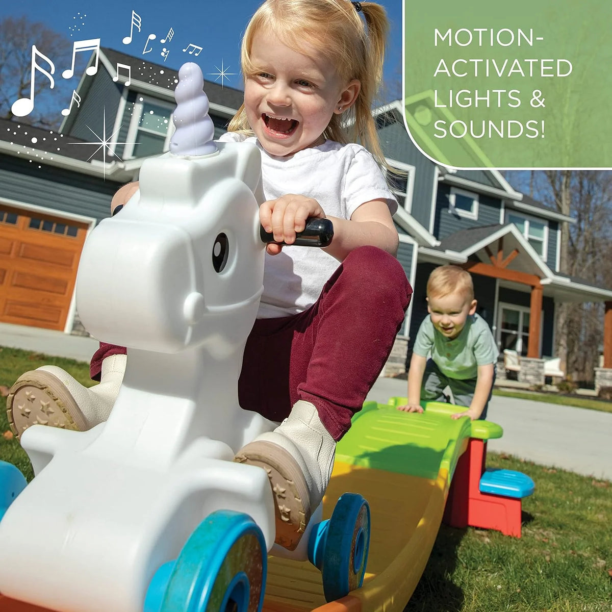 Step2 Unicorn Up & Down Roller Coaster Ride-On Toy, Multicolor, Ages 2-5 Years, 50 lb. Max Weight - 493799