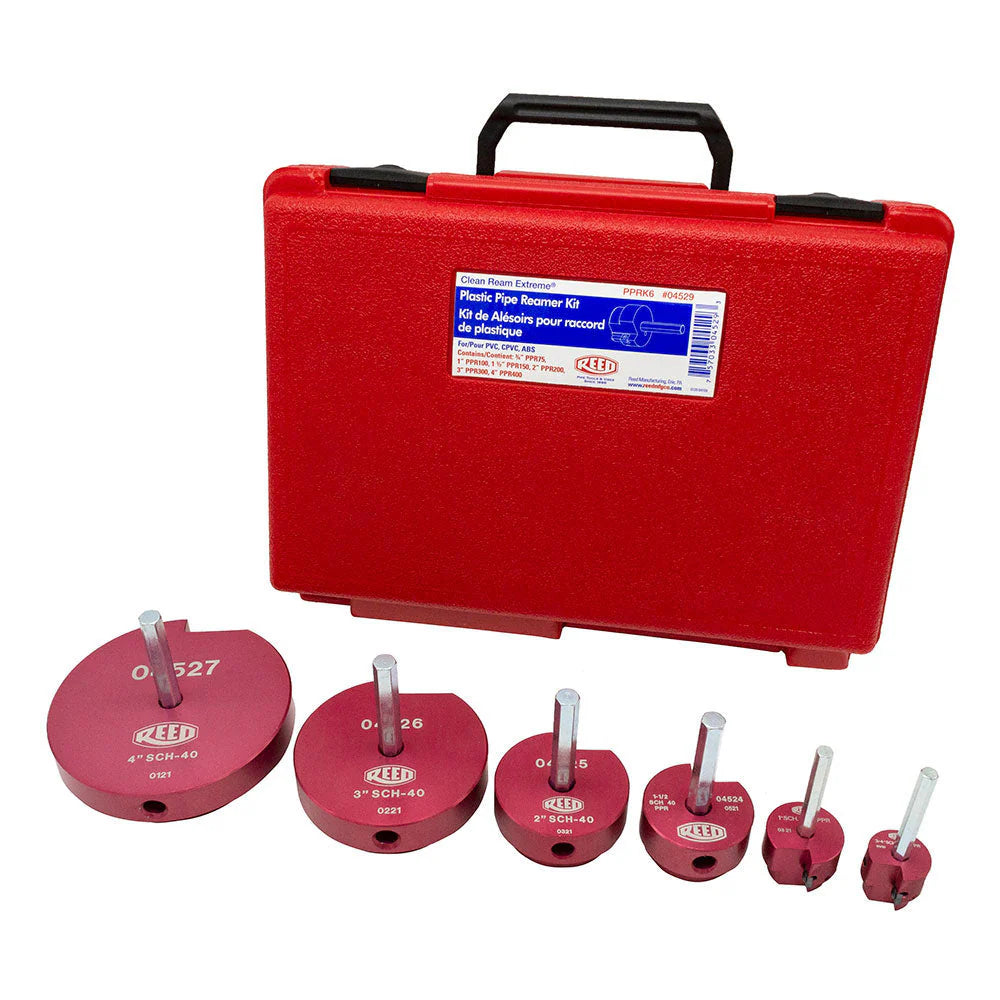 Reed Plastic Pipe Fitting Reamer Kit, 6-Piece With Case - PPRK6 (04529)
