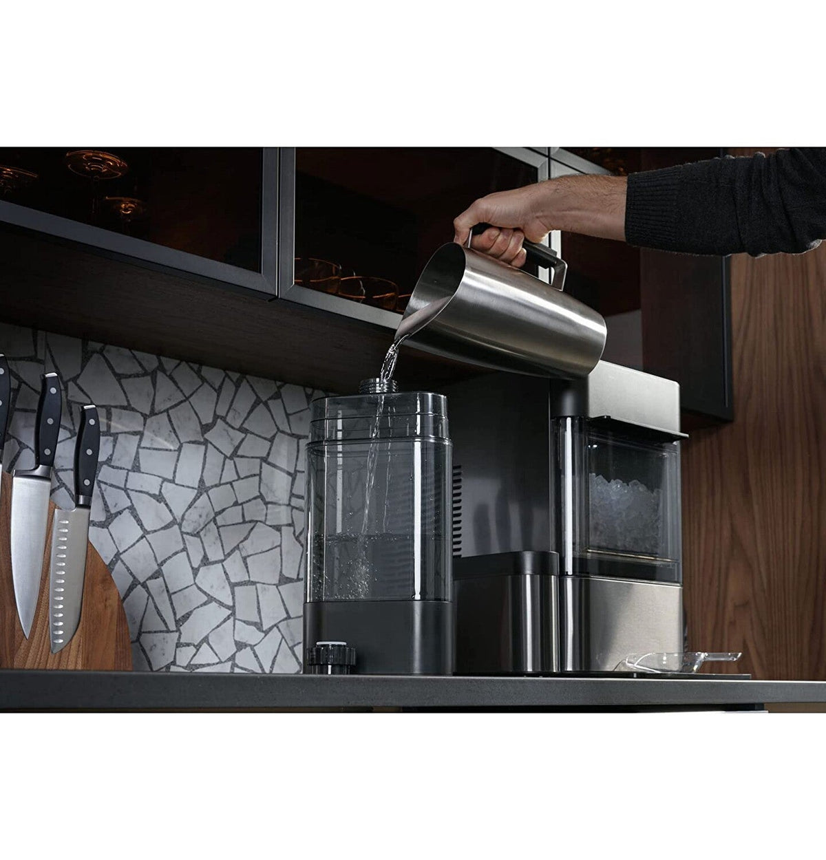 GE Profile Opal 2.0 | Countertop Nugget Ice Maker | Ice Machine with WiFi Connectivity | Smart Home Kitchen Essentials | Black Stainless