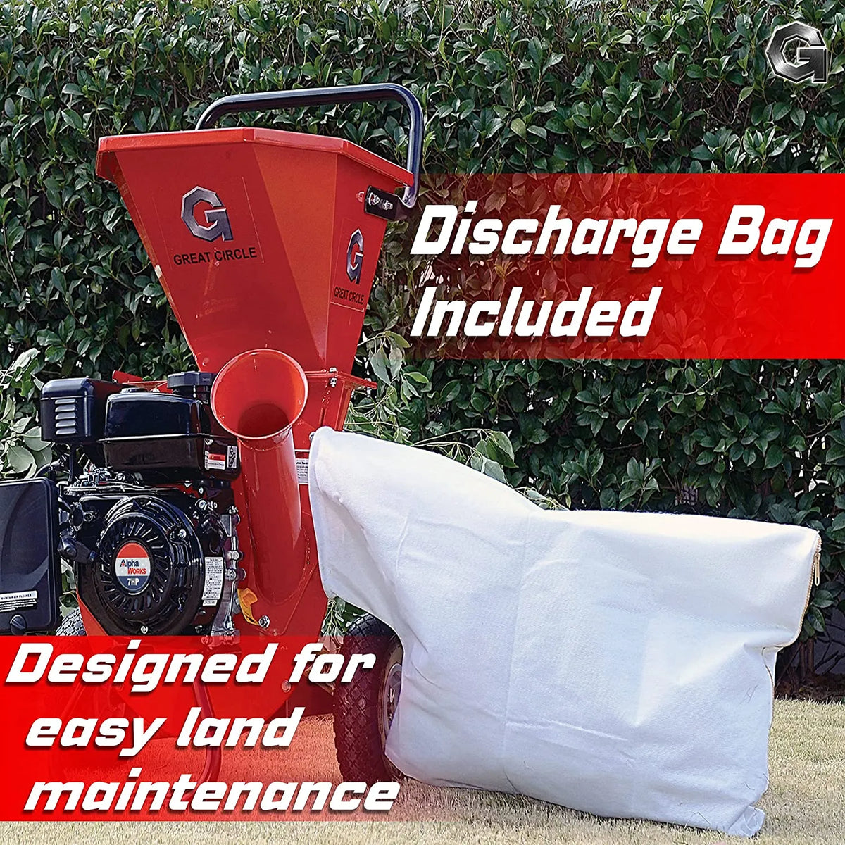 Gas Powered 3-in-1 Wood Chipper Shredder Mulcher, 7HP, 3in Branch Capacity, 30 x 24.1 x 41.6 in