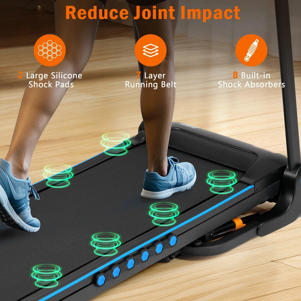 VLDTDRDI 500LBS 3.5HP Folding Treadmill with USB Charge Station,10Mph Electric Treadmil with Incline,Bluetooth Speaker,Device Holder and Pulse Sensor,Running Walking Exercise Machine
