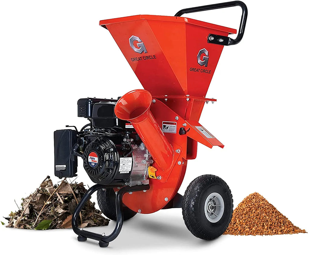 Gas Powered 3-in-1 Wood Chipper Shredder Mulcher, 7HP, 3in Branch Capacity, 30 x 24.1 x 41.6 in