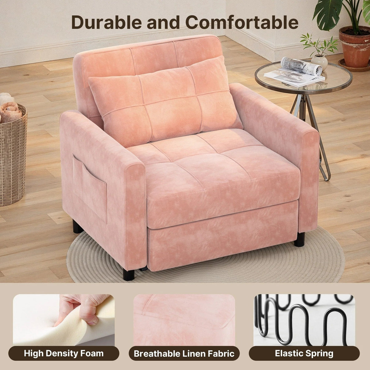 3-in-1 Adjustable Pull-Out Sleeper Sofa Bed With 330 Pounds Capacity