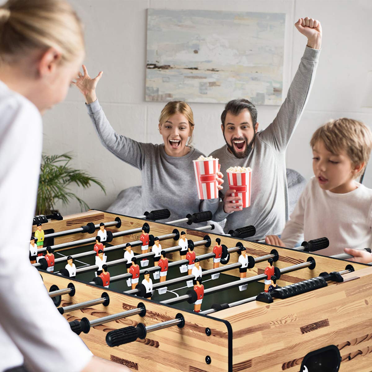 48-Inch Foosball Table With 22 Players - Brown Or Nature