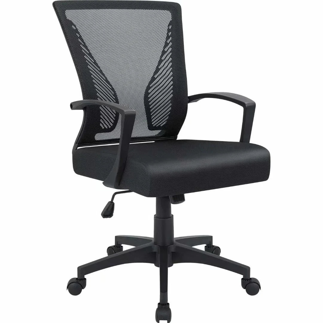 Ergonomic Mesh Mid-Back Office Chair With Adjustable Lumbar Support, 300 lbs Capacity