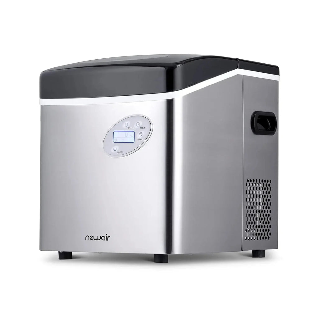 Newair Portable Countertop Ice Maker, 50 lb Daily, 12 Cubes in Under 7 Minutes, 3 Ice Sizes, Stainless Steel