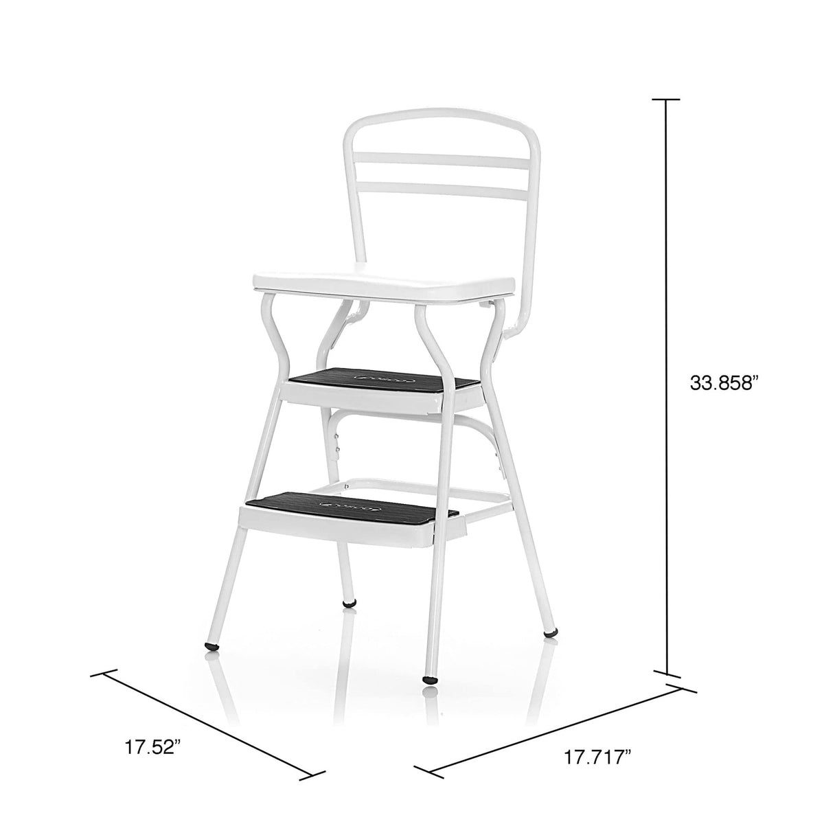 COSCO Stylaire Retro Chair + Step Stool with flip-up seat (white, one pack)