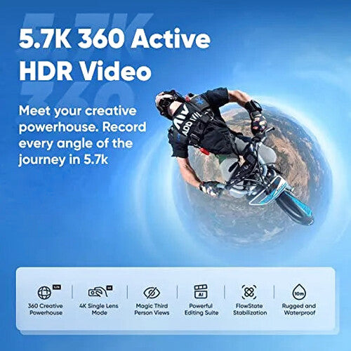 Insta360 X3 Motorcycle Kit- Waterproof 360 Action Camera with 1/2" 48MP Sensors
