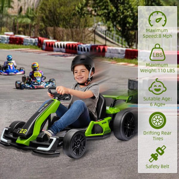24V Electric Go Kart With 300W Motor, EVA Tire, Green
