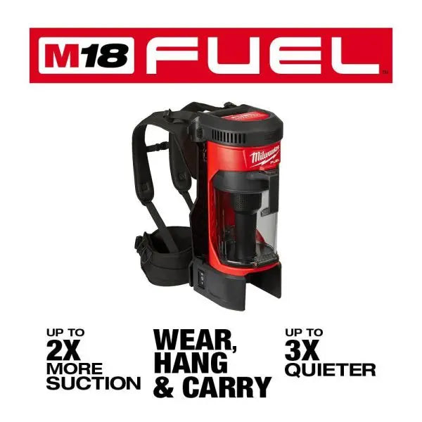 Milwaukee M18 FUEL 1-Gallon Backpack Vacuum, 3-in-1 Design, 5.0Ah Battery - 0885-20-48-11-1850