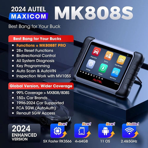 2024 Bidirectional Tool as MK808BT Pro MX808S M808Z, Function as MaxiCheck MX900, Active Test, All System Diagnose, Injector Coding.