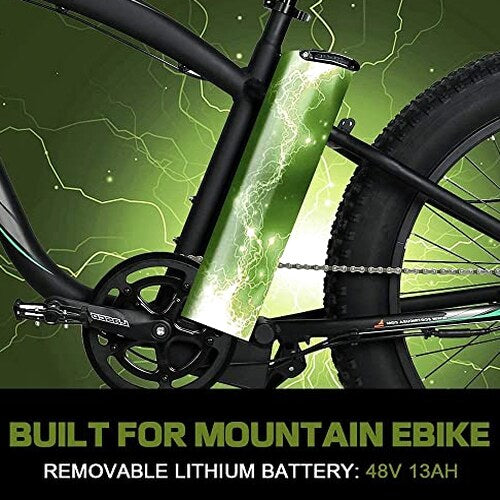 750W Electric Bike 26′′ Fat Tire Adult Electric Bicycles 48V 13AH Removable Lithium Battery Ebike with Suspension Fork Aluminium Frame Beach Snow Mountain E-Bike for Adults
