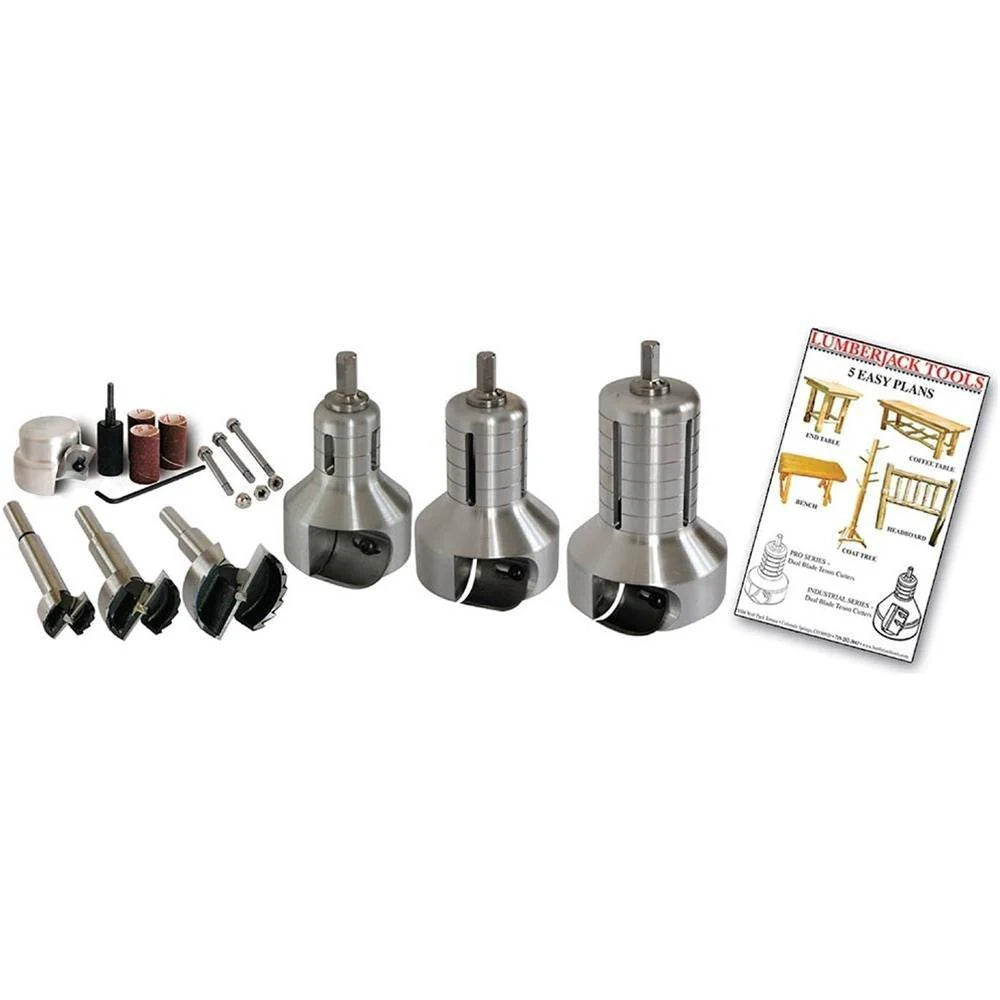 Lumberjack Tools 3-Size Pro Series Master Kit With 1 inch, 1-1/2 inch And 2 inch Tenon Cutters And Forstner Bits - PSK3