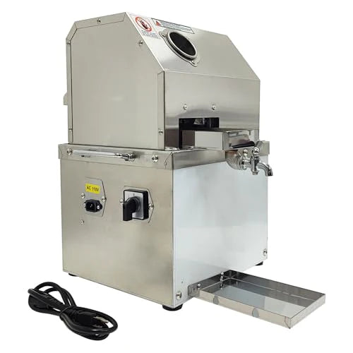 LGXEnzhuo Electric Sugar Cane Press Juicer Machine, 110V 800W Stainless Steel, 3 Rollers