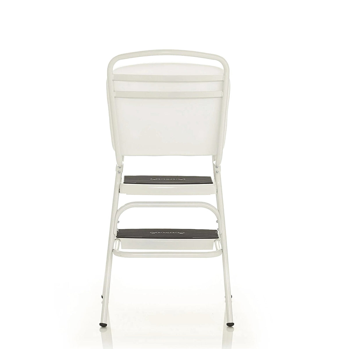 COSCO Stylaire Retro Chair + Step Stool with flip-up seat (white, one pack)